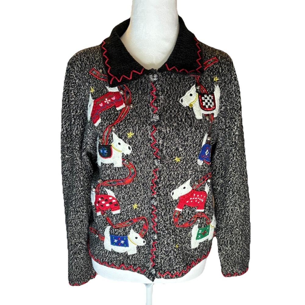 Designers Originals  Sweater/Jacket  Studio Scotty Dog Christmas Med Women